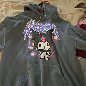 Grey , purple , black , and pink kuromi- Sanrio hoodie .